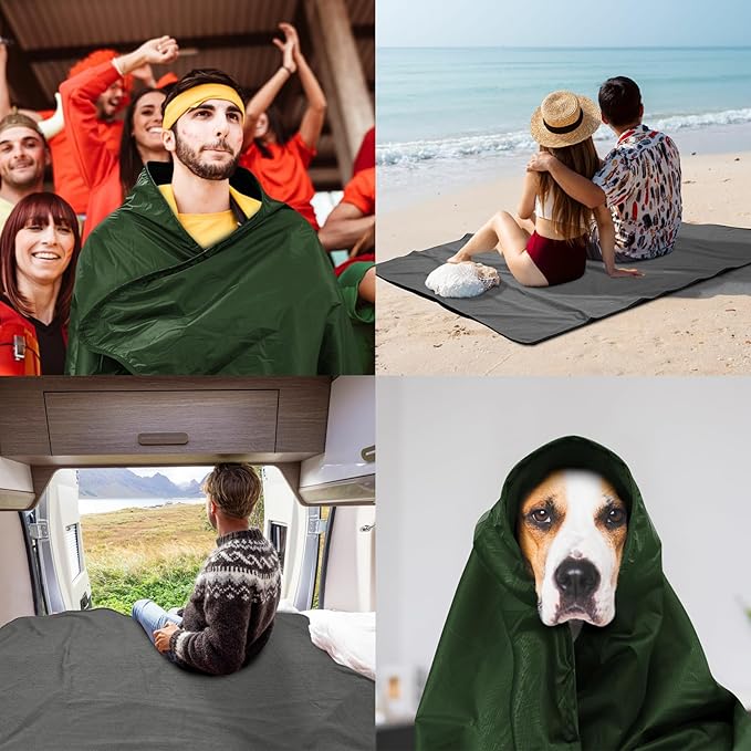 Fleece Waterproof Outdoor Blanket - Windproof Stadium Blanket for Camping, Picnics, and Sports Stay