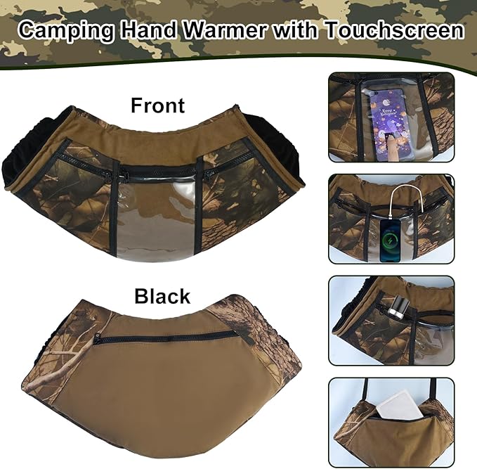 Camo Hunting Hand Warmer Pouch, Polar Fleece Warm Hand Muff Insulated Hunter Hands Warming Pouch