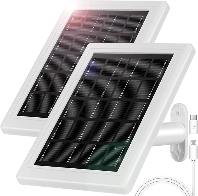 Solar Panel Charger,Solar Panels for Security Camera, Solar Panel with Micro USB & USB-C Port for
