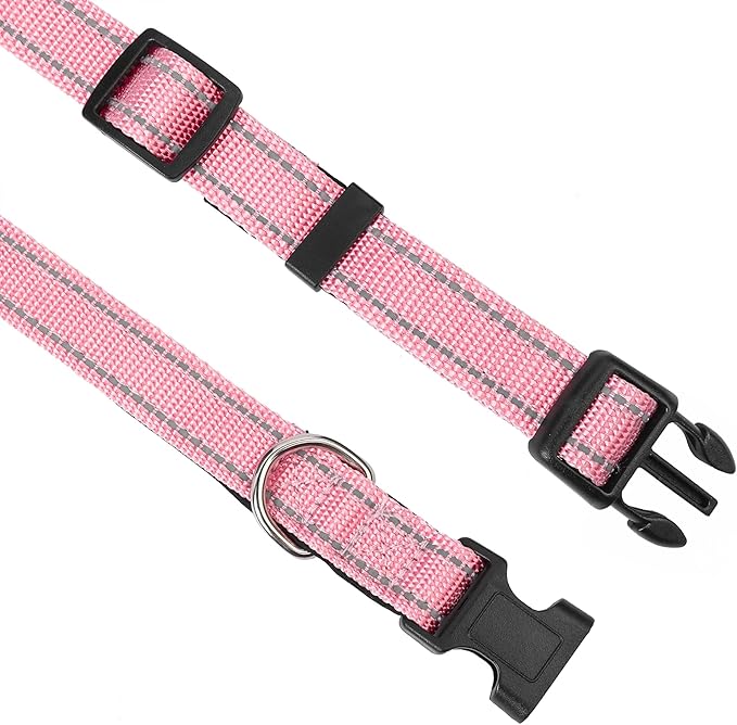 Reflective Dog Collar, Adjustable Soft Neoprene Padded Nylon Pet Collars with Buckle for Puppy and