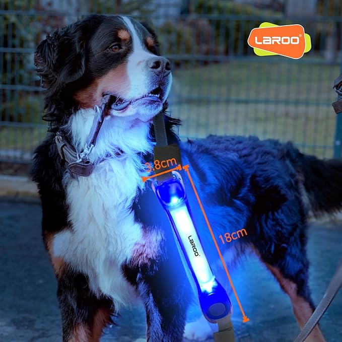 LaRoo Light Up Dog Collar with Nylon Stickers, Universal Glowing Collar Accessories for Leash