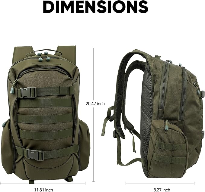 35L Tactical Backpack for Men, MOLLE Military Bug Out Bag, Waterproof Rucksack for Hiking with