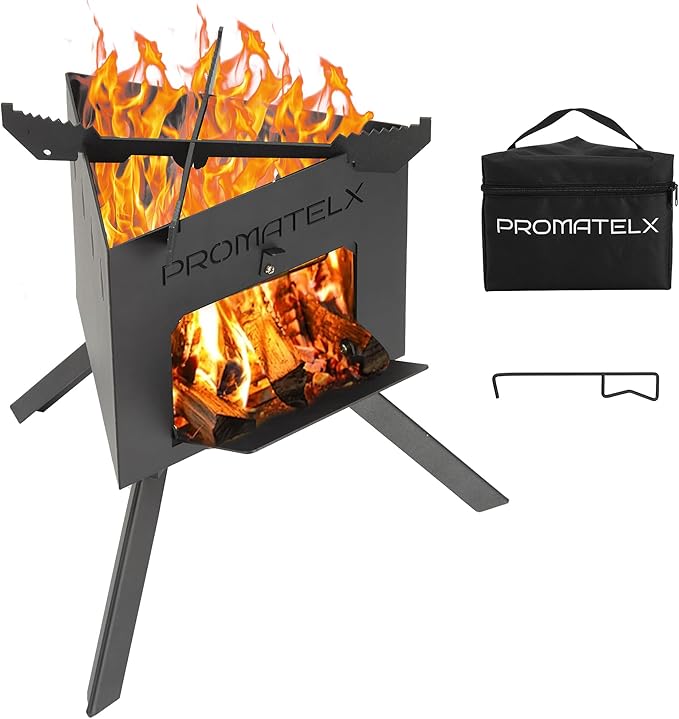 Portable Tripod Camping Stove,Wood-Burning Rocket Stove with Carry Bag, Ideal for Camping, Backyard