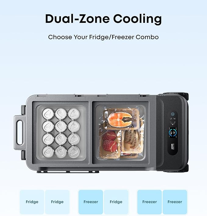 Anker SOLIX EverFrost 2 58L Cooler, 61 qt Car Refrigerator, Electric Cooler with 288Wh Battery