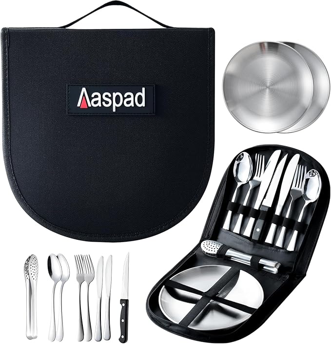 Picnic Cutlery Kit with Portable Case Camping Essentials Silverware Set Travel Utensils Outdoor