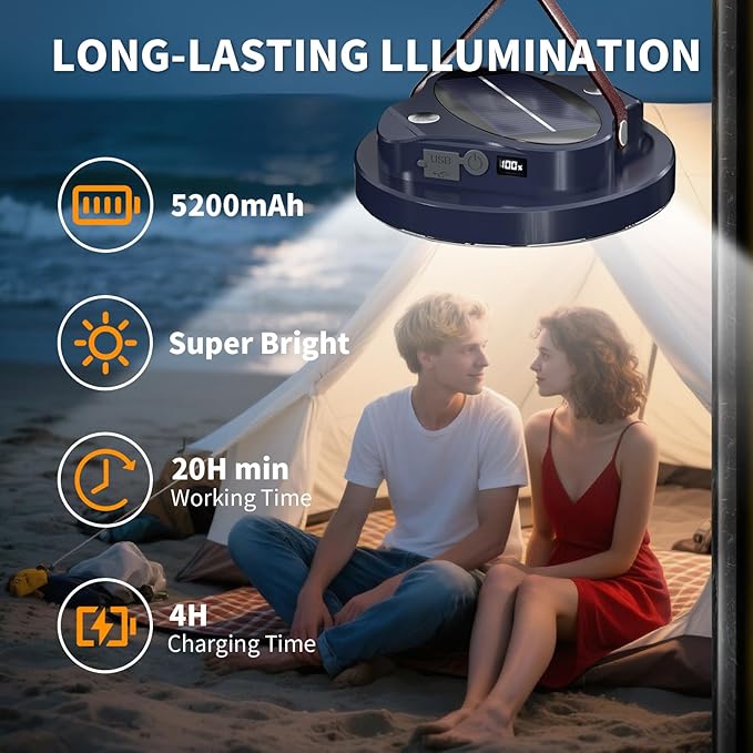 5000LM Flashlight Portable LED Camping Lantern Rechargeable Light 30W with Magnet , IPX4 Waterproof