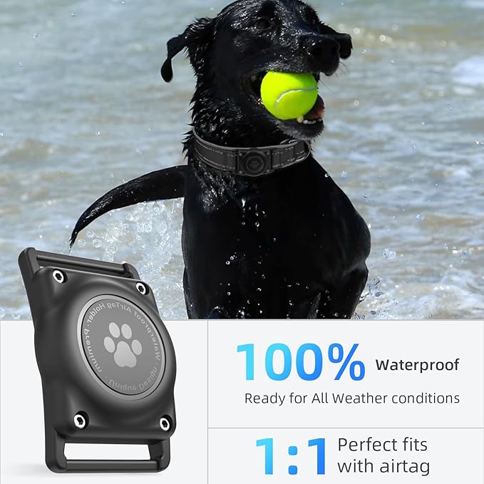 Airtag Dog Collar - 100% Waterproof AirTag Holder, Reflective, Soft Padded, Everlasting GPS Collar