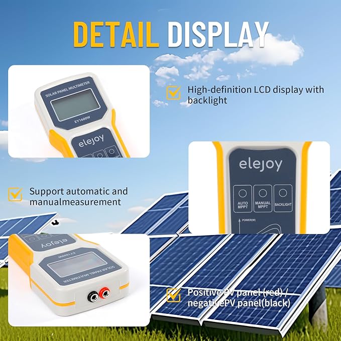 1600W Solar Panel Tester MPPT Photovoltaic Multimeter & Watt Meter Smart Portable Tool for Solar PV