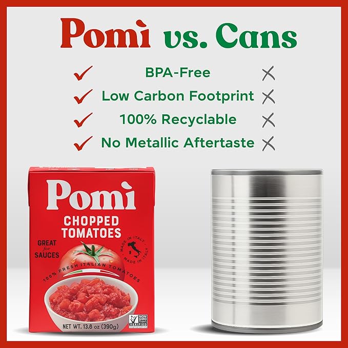 Pomì Chopped Tomatoes 13.8oz (Pack of 12) - Italian Chopped Tomato Made from All Natural 100% Fresh