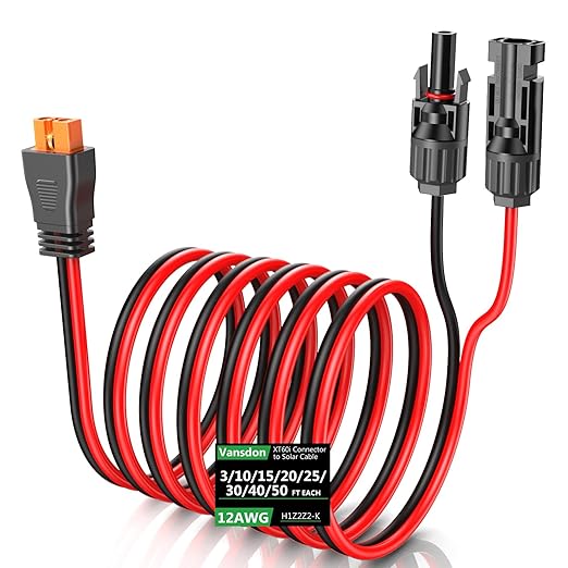 Solar to XT60i Extension Cable 12AWG 50FT XT60i Female to Male Connector for RV Foldable Solar