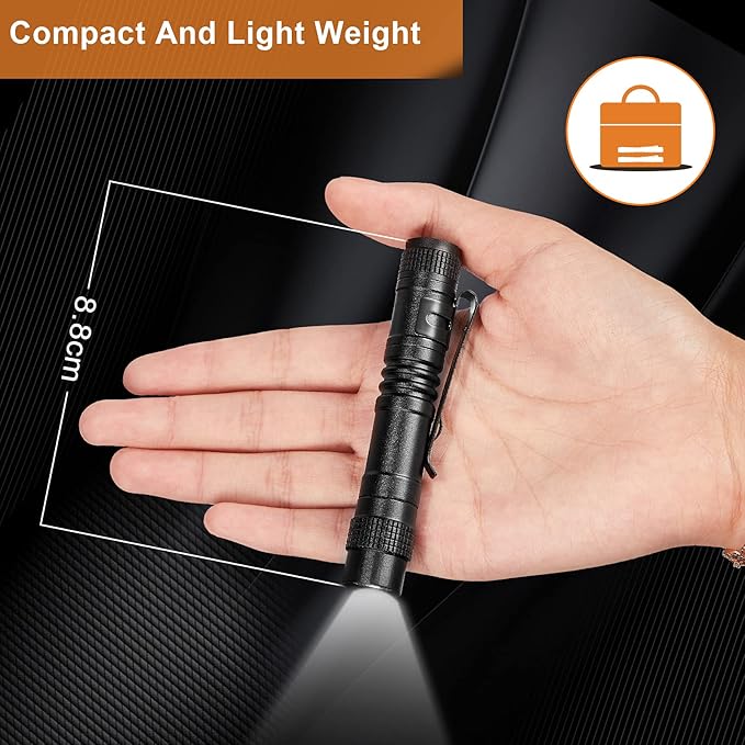 Honoson 10 Pieces Mini Pen Light Flashlight Small LED Pen Light Aluminum Pocket Flashlight with
