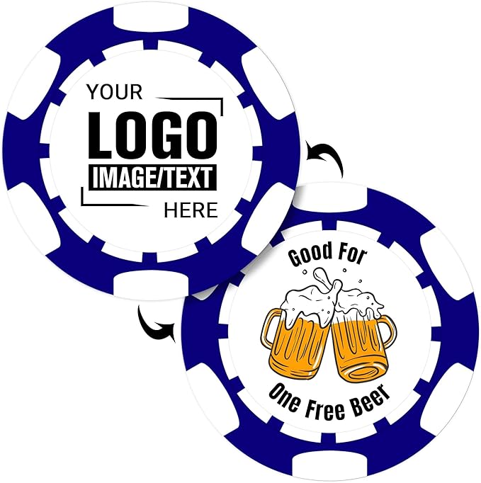 Custom Poker Chips 50 Pcs, Personalized Full Color Chips with Your Logo, Text, or Design, 11.5g
