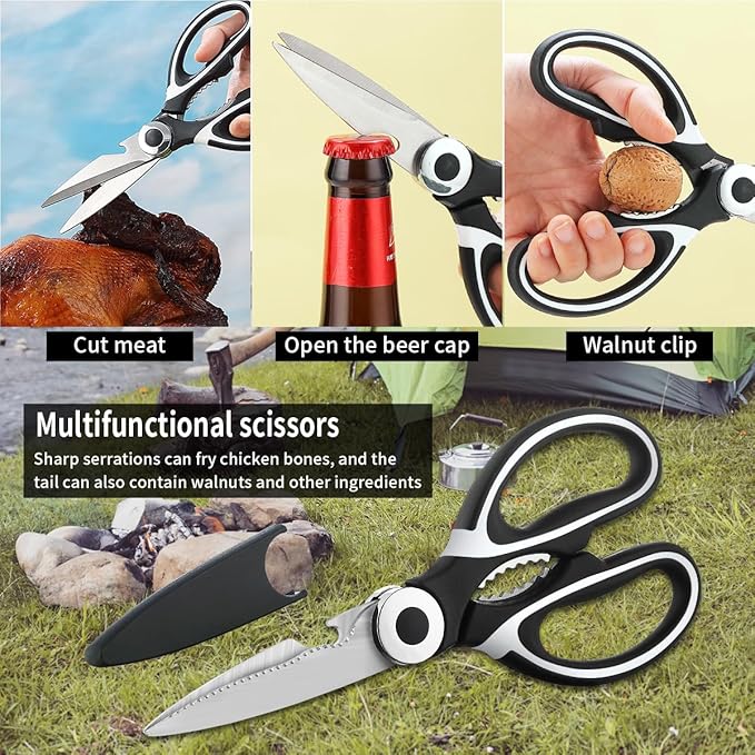 Evanda Camping Kitchen Cooking Utensil Set 10 Piece, Stainless Steel Outdoor Cooking and Grilling
