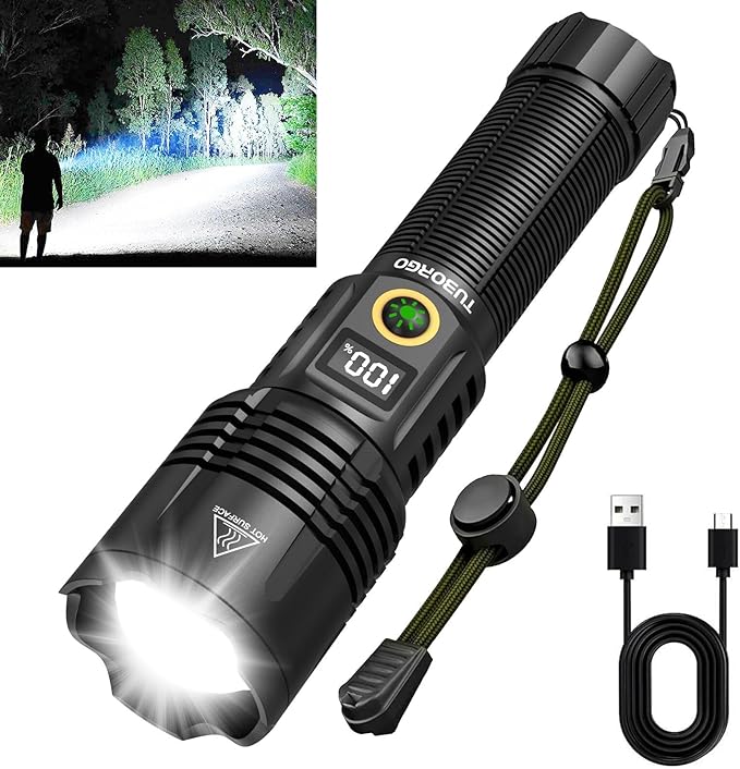 Rechargeable Flashlights 2200 High lumens, Super Bright LED Tactical Flashlight, Zoomable, IPX6