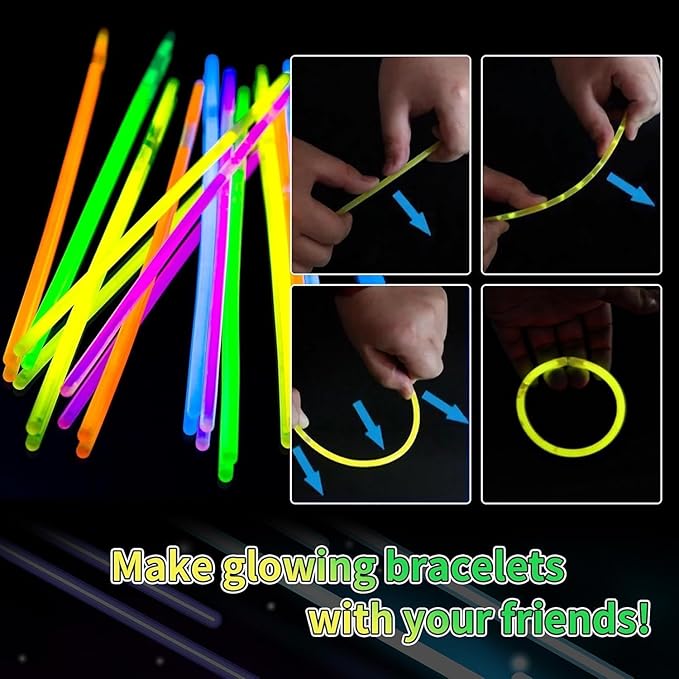 40 Pack 8??Blue Glow Sticks Bracelet Necklaces Bulk with 40 Connectors Neon Glow In The Dark Party