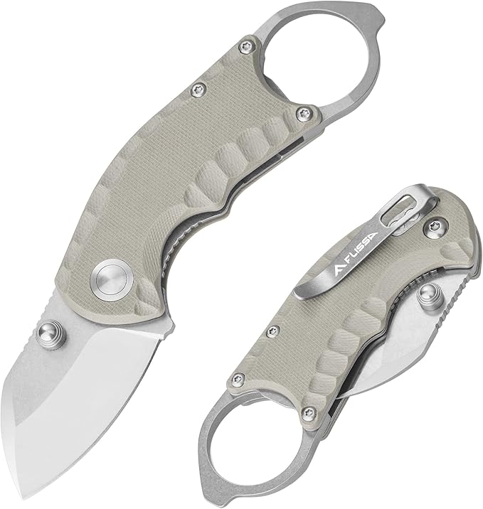 FLISSA 4" Small Folding Pocket Knife, Lightweight Utility Knife, Desert Tan G10 Handle, EDC Pocket