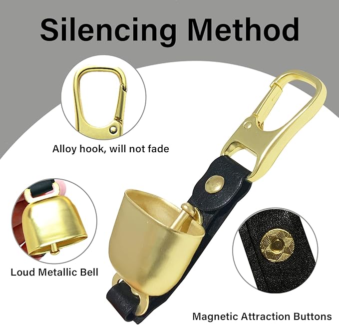 Bear Bell with Magnetic Silencer|Bear Bells for Hiking & Camping|Bear Deterrent Device with