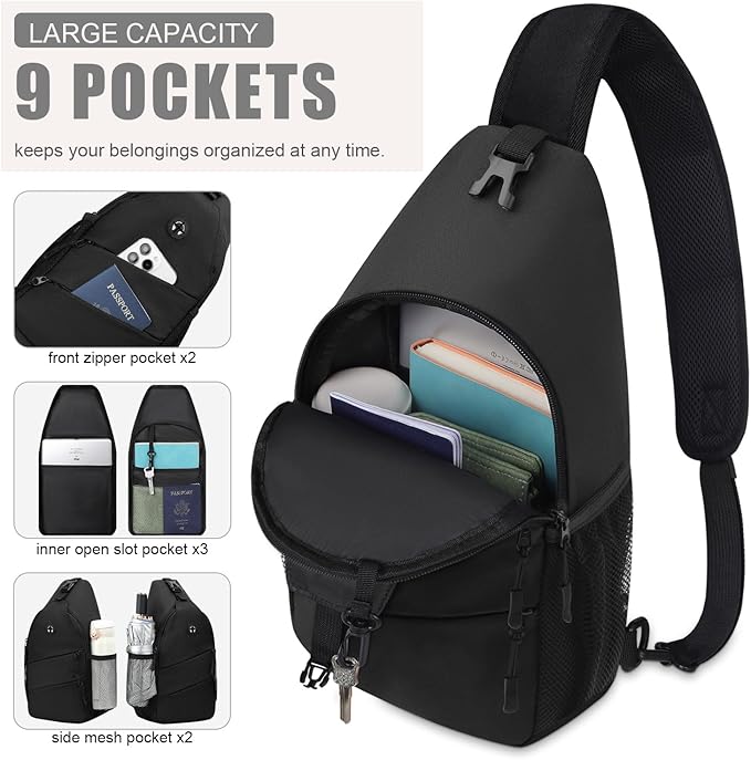 Crossbody Bags for Women Men Trendy Sling Bag Bakpack Casual Chest Bag with Convertible Shoulder