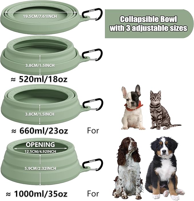 OHMO Spill Proof Collapsible Dog Water Bowl Large 34oz for Cars, No Splash Portable Bowls for Dog