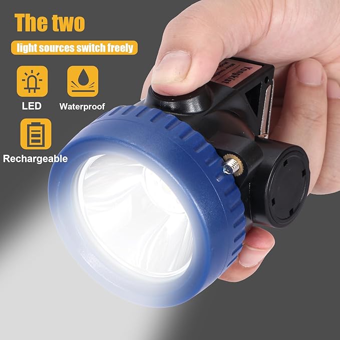 Mining Headlight Rechargeable Cap Lamp, 7 LEDs Super Bright Explosion Proof Hard Hat Light, Coon