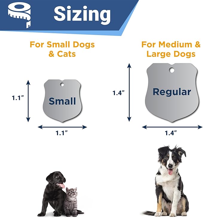 GoTags Stainless Steel Pet ID Tags, Personalized Dog Tags and Cat Tags, up to 8 Lines of Custom