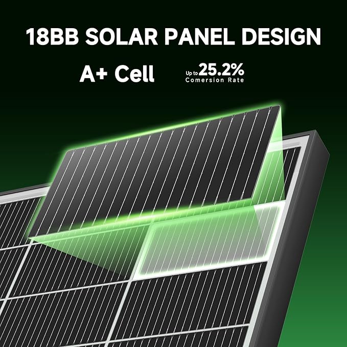 Bifacial 800 Watt Solar Panels 200 Watt Solar Panel 4 Pack 18BB Monocrystalline A+ Cell
