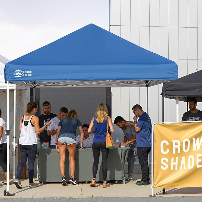 CROWN SHADES Pop Up Canopy Tent, 8x8 Commercial Canopy Tent with 4" Wheels, 4 Upgraded Weights