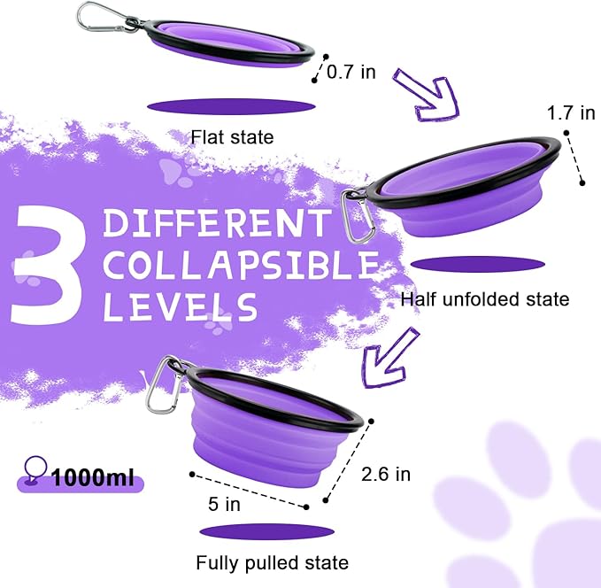 Rest-Eazzzy Large Collapsible Dog Bowls 1000 ml, 2-Pack Dog Portable Water Bowl for Dogs Cats Pet