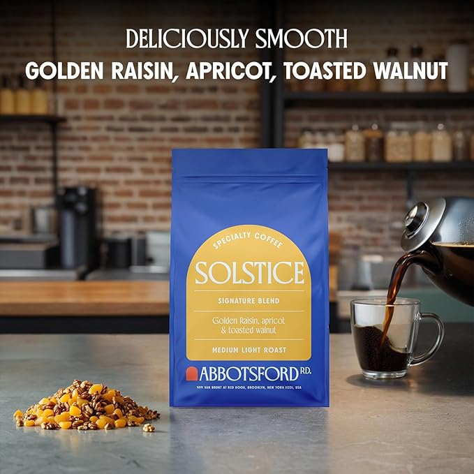Solstice Coffee Whole Bean, Medium Light Roast Coffee Beans with Bright Flavors of Golden Raisin