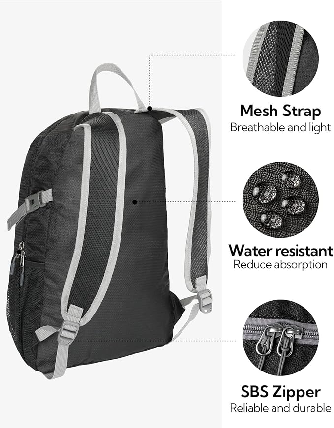 WATERFLY Small Lightweight Packable Backpack: 20l Ultra Light Foldable Travel Hiking Camping