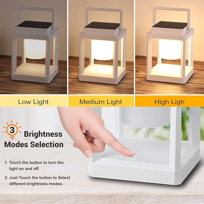 Outdoor Table Lamp, Led Lamps for Nightstand, Solar Lanterns Outdoor Hanging for Patio Waterproof