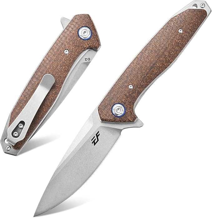 Eafengrow EF972 Folding Knife, D2 Steel Blade Micarta Handle Pocket Knife Folder for Outdoor