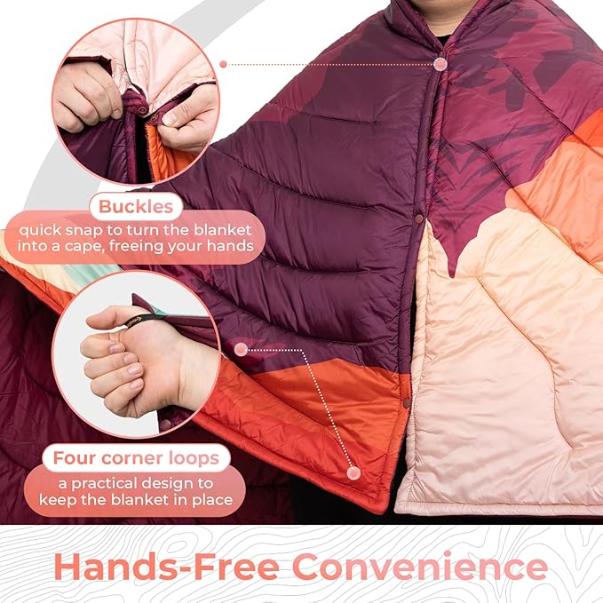 KingCamp Ultralight Camping Blanket, Packable Down Alternative Puffy Printed Wearable Blanket with