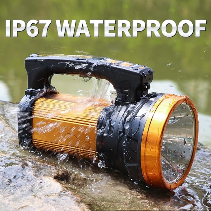1800LM Rechargeable Spotlight 13600mAh Spotlight Flashlight 80H Long Lasting IP67 Waterproof 3