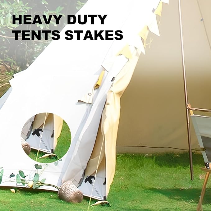 8 Pack Screw in Tent Stakes Heavy Duty,8 Inch Ground Anchors Screw in,Metal Stakes with Hex Head