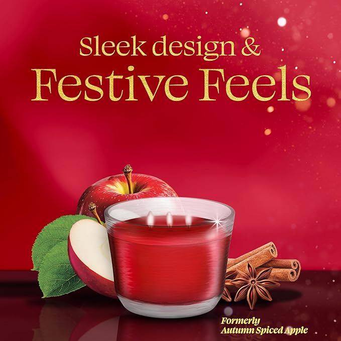 Glade 3-Wick Scented Candle Jar, Warm Apple & Spices, Air Freshener Infused with Essential Oils