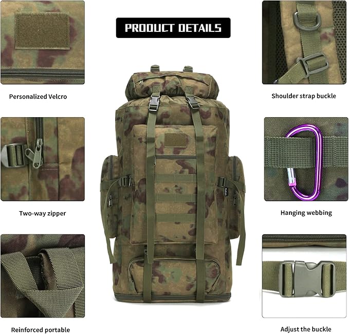 Hiking Backpack for Men 70L/100L Camping Backpack Military Rucksack Molle 3 Days Assault Pack for