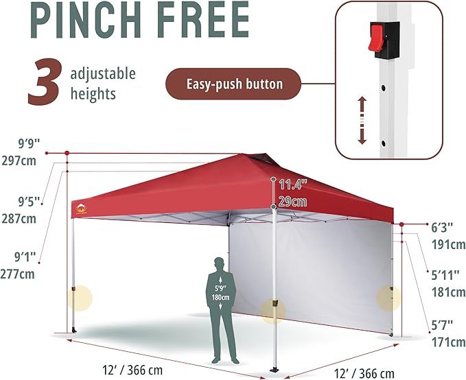 CROWN SHADES 12x12 Pop Up Canopy Tent Instant Commercial with 150D Silver Coated Fabric Including 1