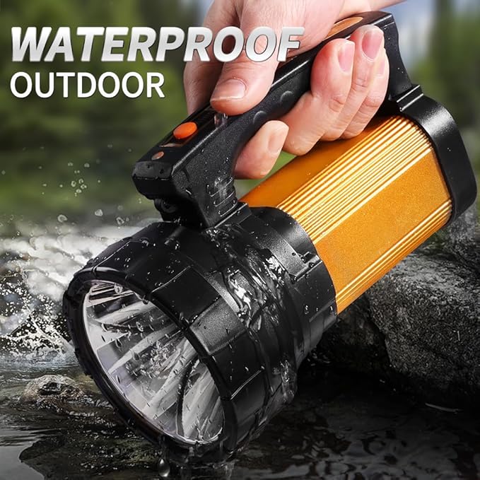 1200LM Rechargeable Spotlight Flashlight, IP67 Waterproof Handheld Flashlight with 3400mAh, 30H