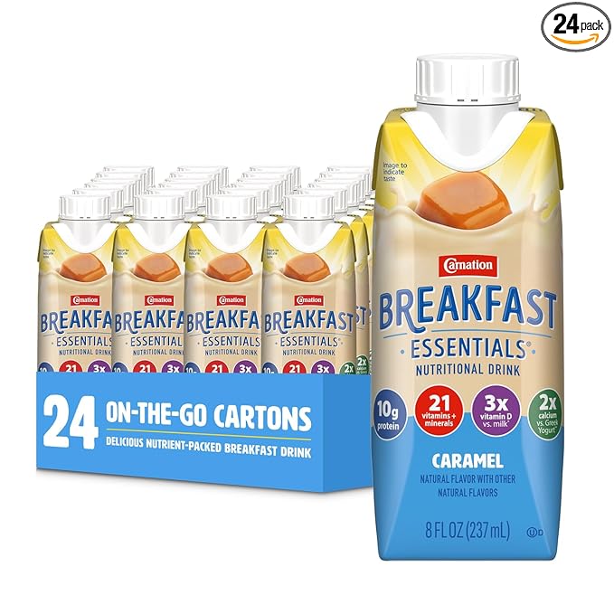 Carnation Breakfast Essentials Original Nutritional Drink Caramel Flavor 8 oz Bottle 24 Ct