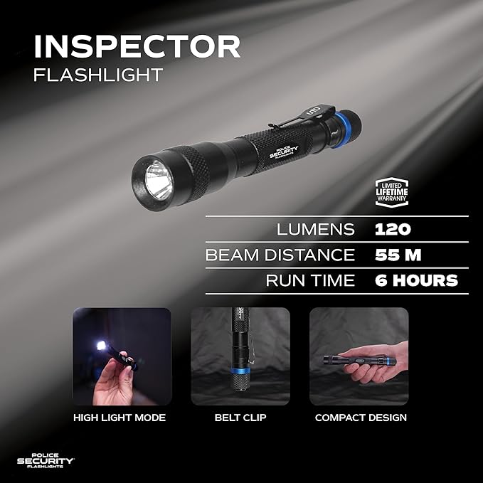 Police Security Inspector Bright Compact Work Utility 120 lumens Flashlight