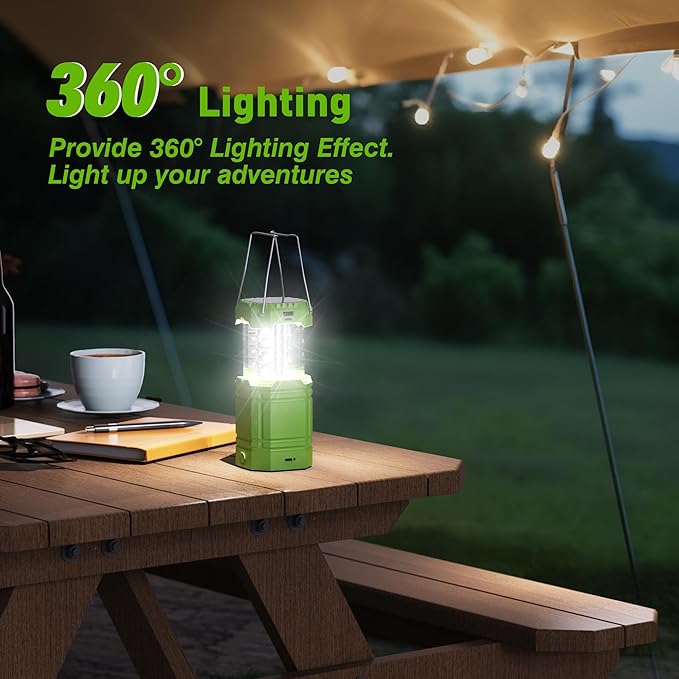 3000mAh Large Capacity Hand Crank Solar Camping Lantern, Portable Ultra Bright LED Torch, 23-26