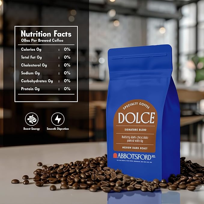 Dolce Whole Coffee Beans, Specialty Medium Dark Coffee Beans, Sweet Flavor with Buttery Dark