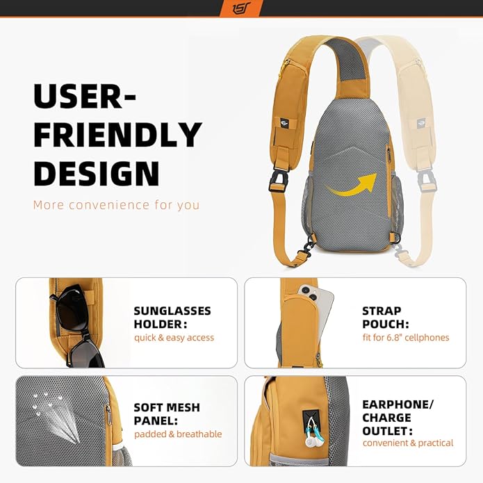 SKYSPER Sling Bag RFID Crossbody Sling Backpack Cross Body Shoulder Bag Travel Hiking Daypack for
