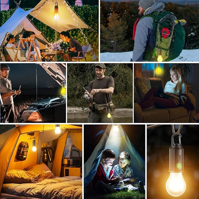 MODOAO Led Tent Lights 5 Pack Camping Lantern USB Rechargeable Solar Tent Lights,Outdoor Hanging