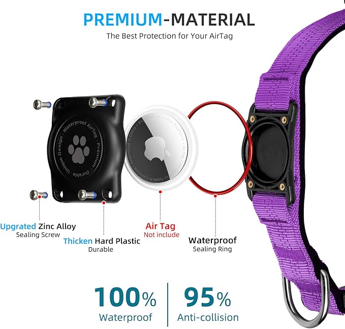 Upgraded AirTag Dog Collar, IP68 Waterproof Air Tag Dog Collar Holder, Reflective, Ultra-Durable