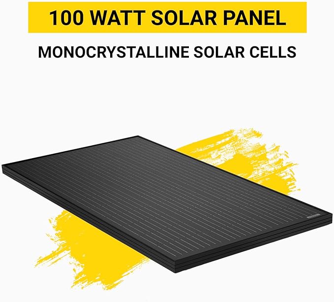 Spartan Power 100 Watt Solar Panel 9 Bus Bar Black Mono Great for RV, Trailer, Camper, Boat, Cabin