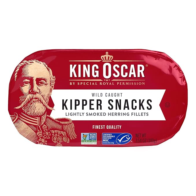 King Oscar Kipper Snacks, 3.54 Ounce Cans (Pack of 1), Lightly Smoked Herring Fillets, Wild Caught