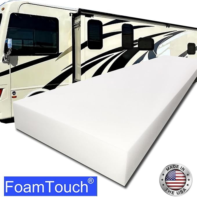 FoamTouch 4" Height x 36" Width x 72" Length Camper/RV bunk Mattress (Foam Only) White -No Cover