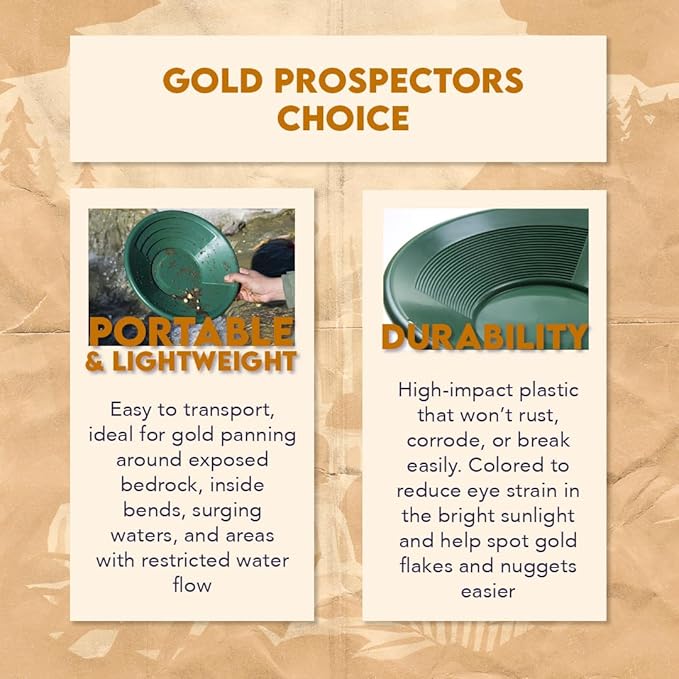 SE 14 Inch Gold Panning Pan - Three Riffles for Easier Mining and Prospecting (10 Pack Black)